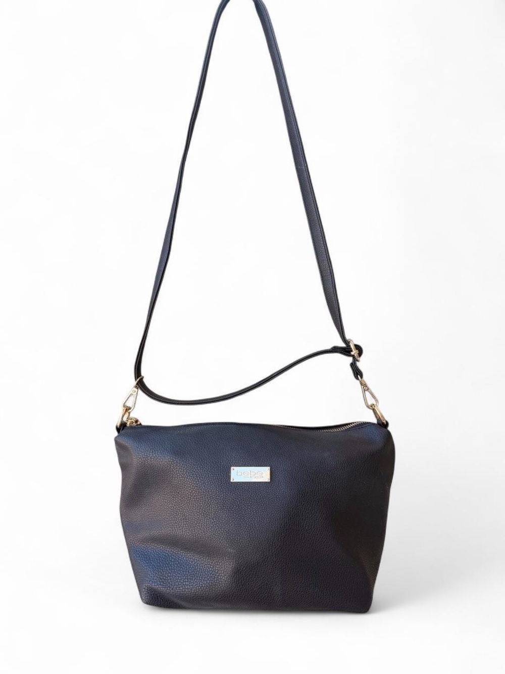 bebe Black Pebbled Hobo Shoulder Bag